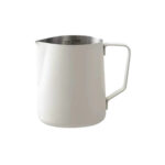 White stainless steel milk frothing pitcher