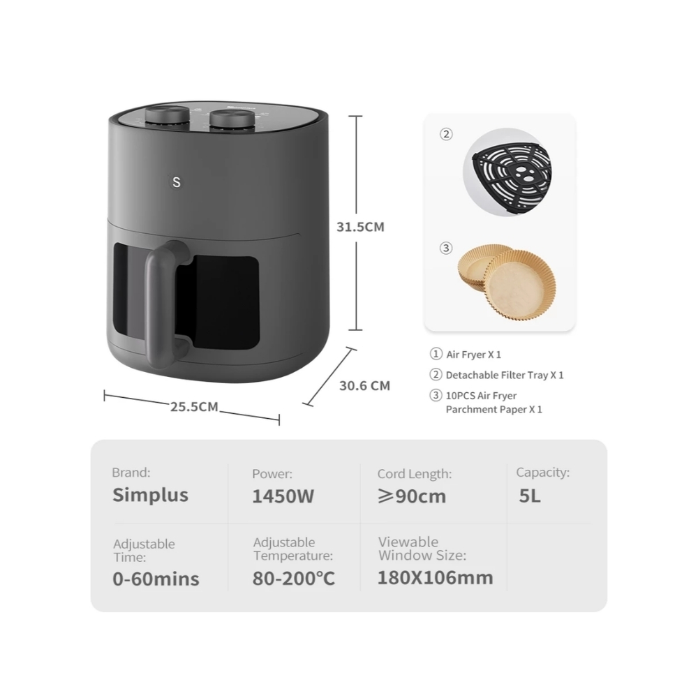 HOM (16) Simplus 5L visible window air fryer - Image 1